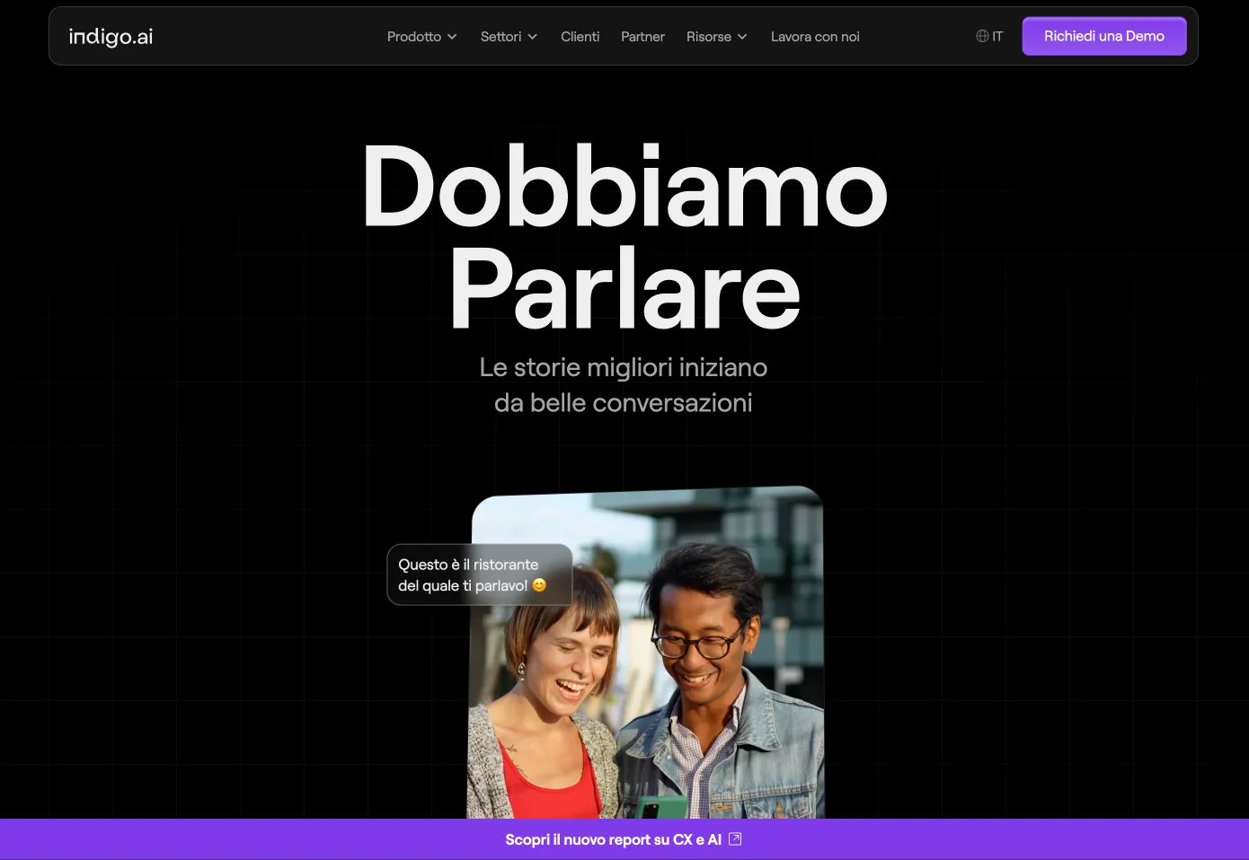 Logo Indigo AI: startup italiana specializzata in AI conversazionale con piattaforma per creare agenti AI integrati