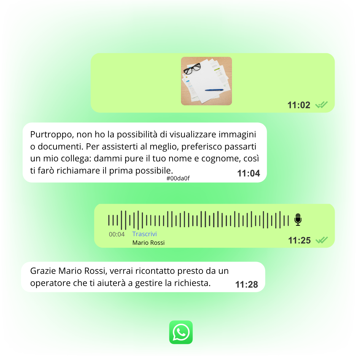 Virtual Reception su WhatsApp: gestione di immagini e note audio inviate dai pazienti