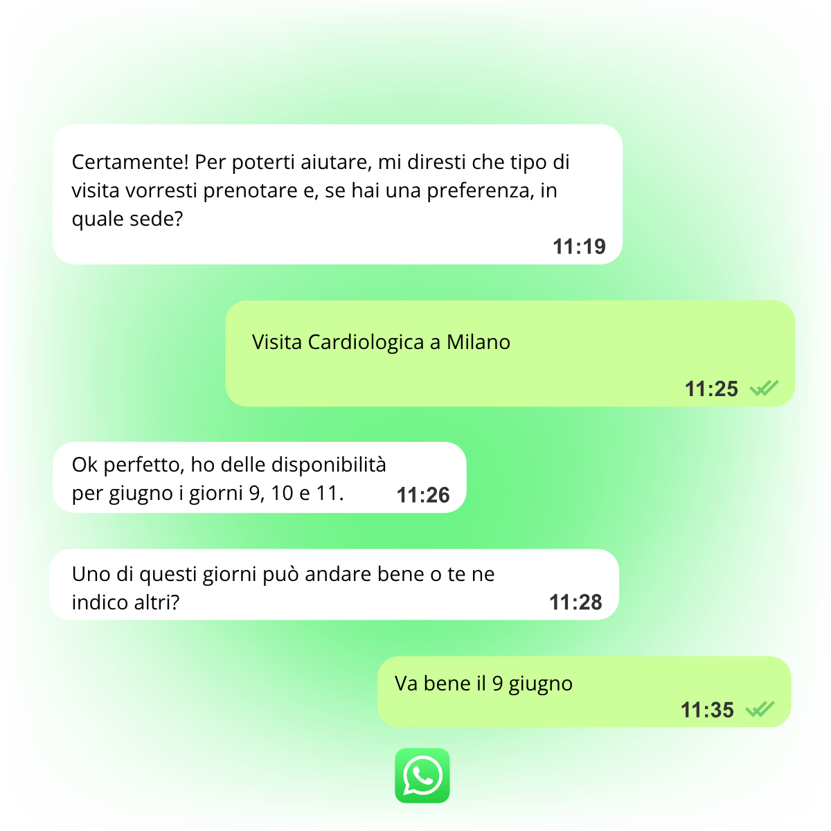Prenotazione appuntamento su WhatsApp integrata con il gestionale medico